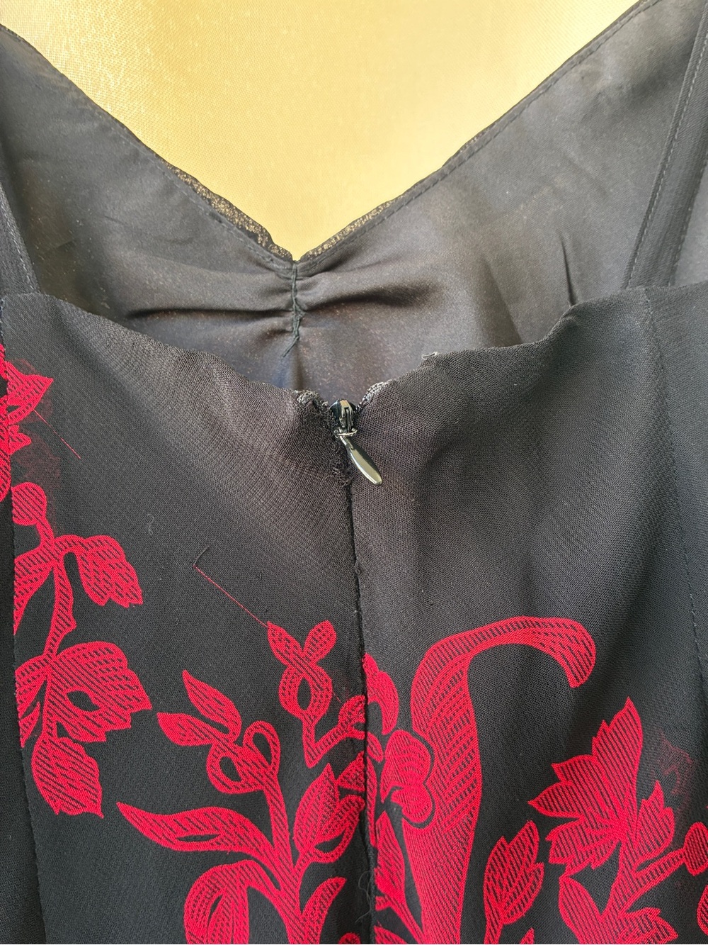 Vintage Bias Cut Dress Dark Fairy Black With Red Roses Beaded by Eva Blu M - Picture 6 of 13